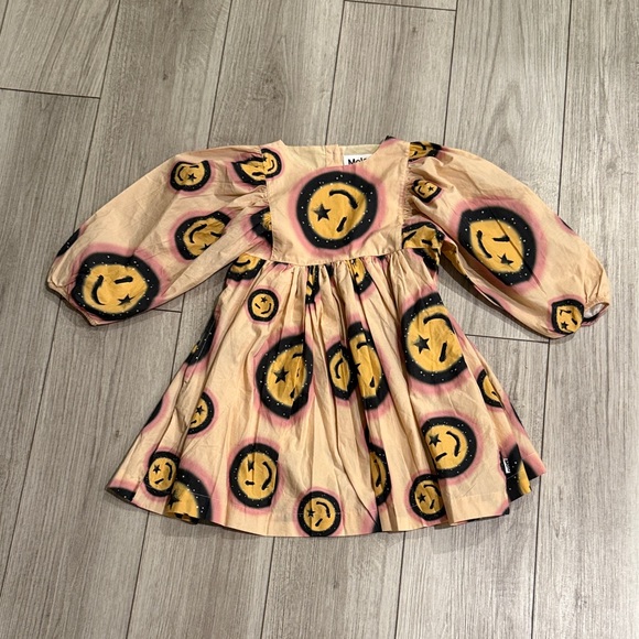 Molo Other - Molo Kids Caly Space Happy AOP Smiley Face Dress 4T